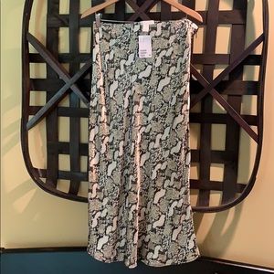 H&M A-line satin snakeskin print midi skirt